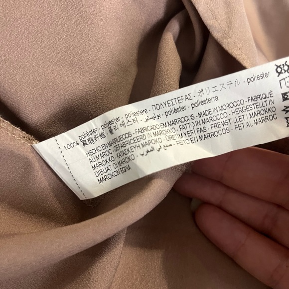 Zara taupe satin midi sleeveless dress v-neck razorback size medium - Picture 10 of 10